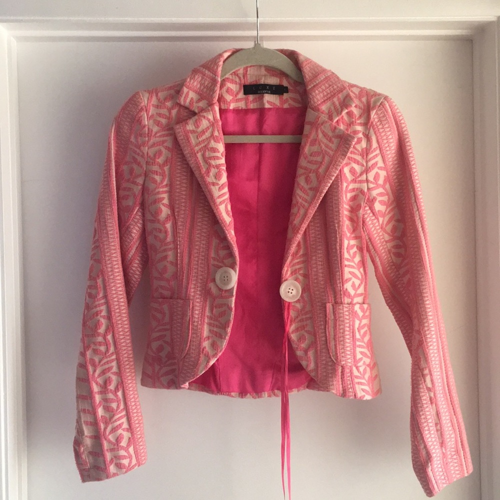 Unique Pink Embroidered Blazer